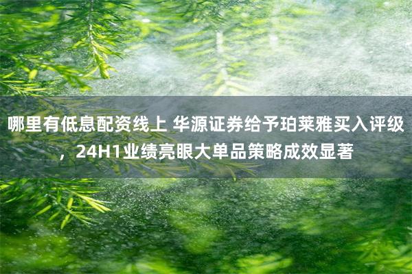 哪里有低息配资线上 华源证券给予珀莱雅买入评级，24H1业绩亮眼大单品策略成效显著