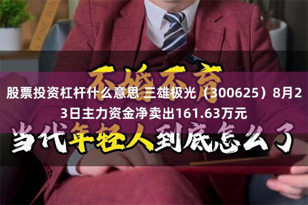 股票投资杠杆什么意思 三雄极光（300625）8月23日主力资金净卖出161.63万元