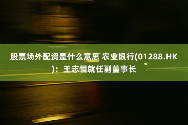 股票场外配资是什么意思 农业银行(01288.HK)：王志恒就任副董事长