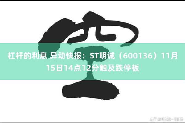 杠杆的利息 异动快报：ST明诚（600136）11月15日14点12分触及跌停板