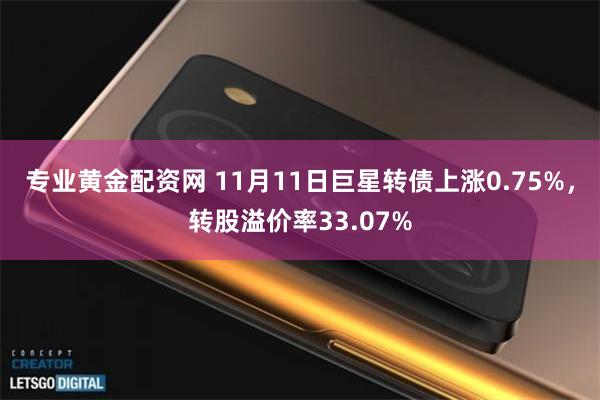 专业黄金配资网 11月11日巨星转债上涨0.75%，转股溢价率33.07%